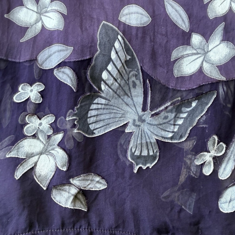 Vtg Y2K Purple Slip Dress Small Mini Sheer Butterfly Ethereal Moody Floral Fairy - Picture 8 of 12